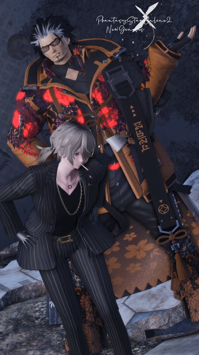 XANA_ship1_PSO2's tweet image. #XANAメン
#PSO2NGS
#PSO2NGS_SS
#メンテの日じゃないけどssを貼る 
こんちは！夕神ですよ、今回はチムメンのくろねこ(@kuroneko941620)さんと6鯖で撮ったSS！イケメン✕おっさんの撮影会でしたｗ