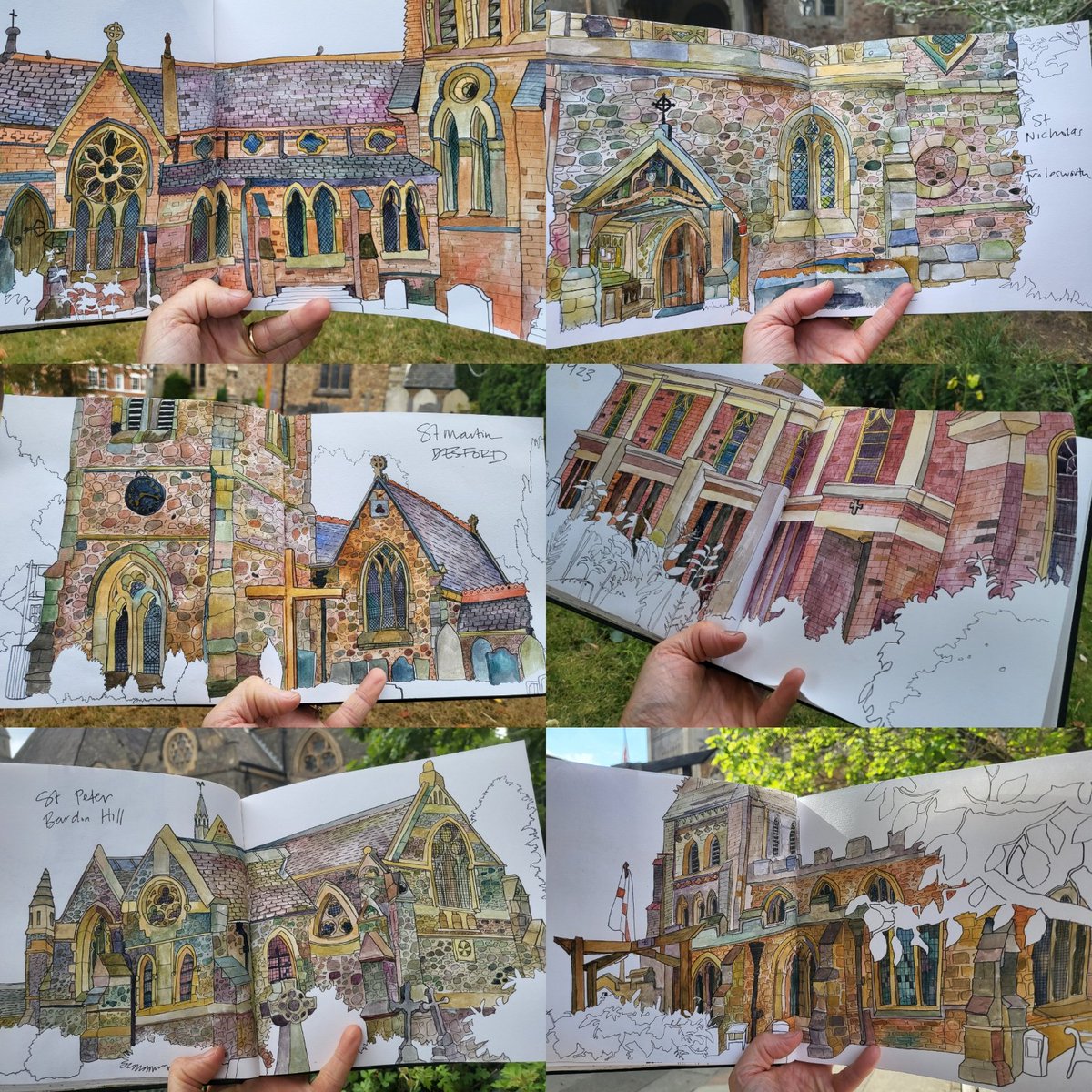 HayleyFern4's tweet photo. A selection of some of my favourites from this summer (I'm allowed favourites right?) I still have over 250 to go to complete the whole #dioceseofleicester collection!   Every one is so unique and a joy to draw. Am so glad that I decided to do this #artchallenge #artpilgrimage https://t.co/dJx1R9ac9a
