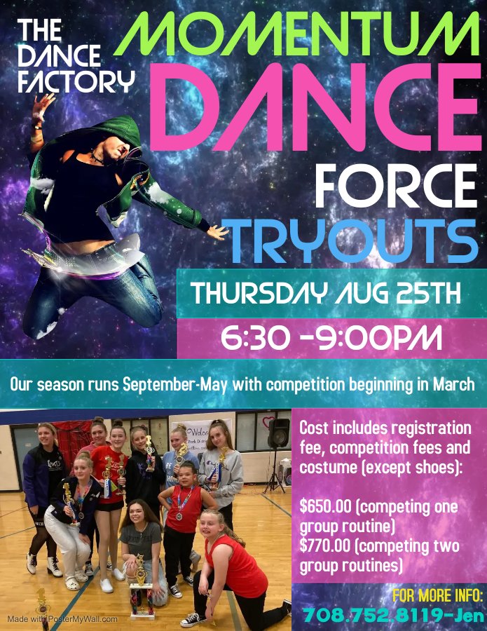 OakForestParks's tweet photo. Only 2 1/2 hours left until tryouts!!! Join our IPDDC Dance State Champs, Momentum Dance Force, for another fabulous season. Tryouts are tonight, Aug 25th from 6:30-9pm. https://t.co/M8WVUEfp2f