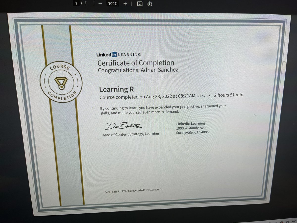 DiSciplinar14n's tweet photo. What’s good y’all got myself a certificate for @rstudio that I will later be able to use when I apply for a job. This will inform my job that I have adequate skills required to use RStudios. #CollegeLife #SJSUSpartan https://t.co/jcKIdHM0UJ