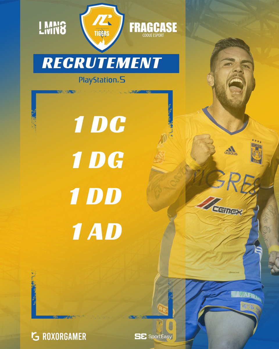 Bonjour à tous,
Notre équipe MGT13 TIGERS PS5 (Club Structuré) recrute pour la saison prochaine 

Le club est engagé en 
-VPG🇪🇺  
-2 ligue à venir 

Club de compétition donc :
- casque et micro obligatoire
- maturité et respect 
PV Intéressé (+ d’info)!

<a href="/Mgt13Es/">STRUCTURE MGT</a> <a href="/MGTTIGERS/">MGT TIGERS</a>