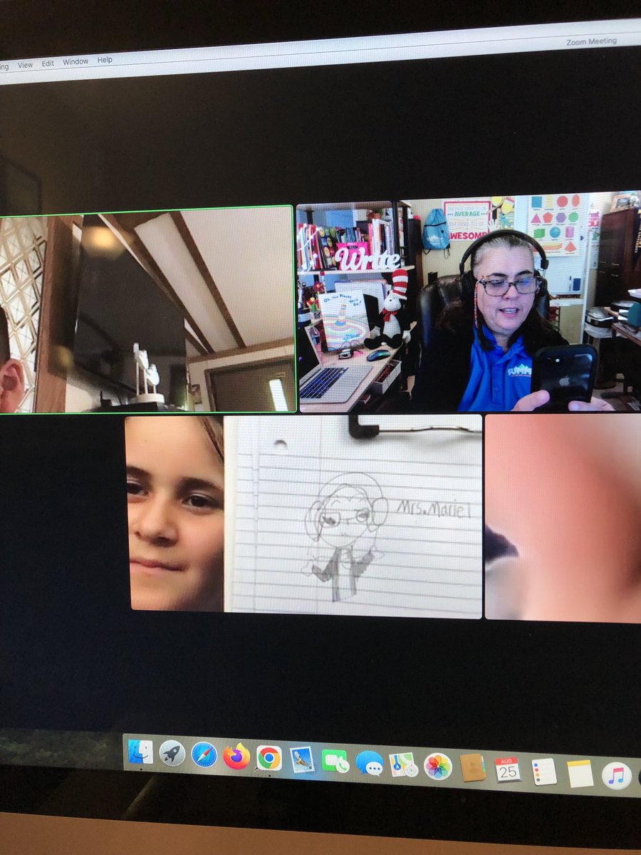 MGomezdelaTorre's tweet photo. My students surprised me today ❤️ ! That is me! I love it 🥰 ! They drew the logo of my school shirt &amp; head phones! They made my day! #SUMMITRock! @Summit_k8 https://t.co/XHK70ayhMu