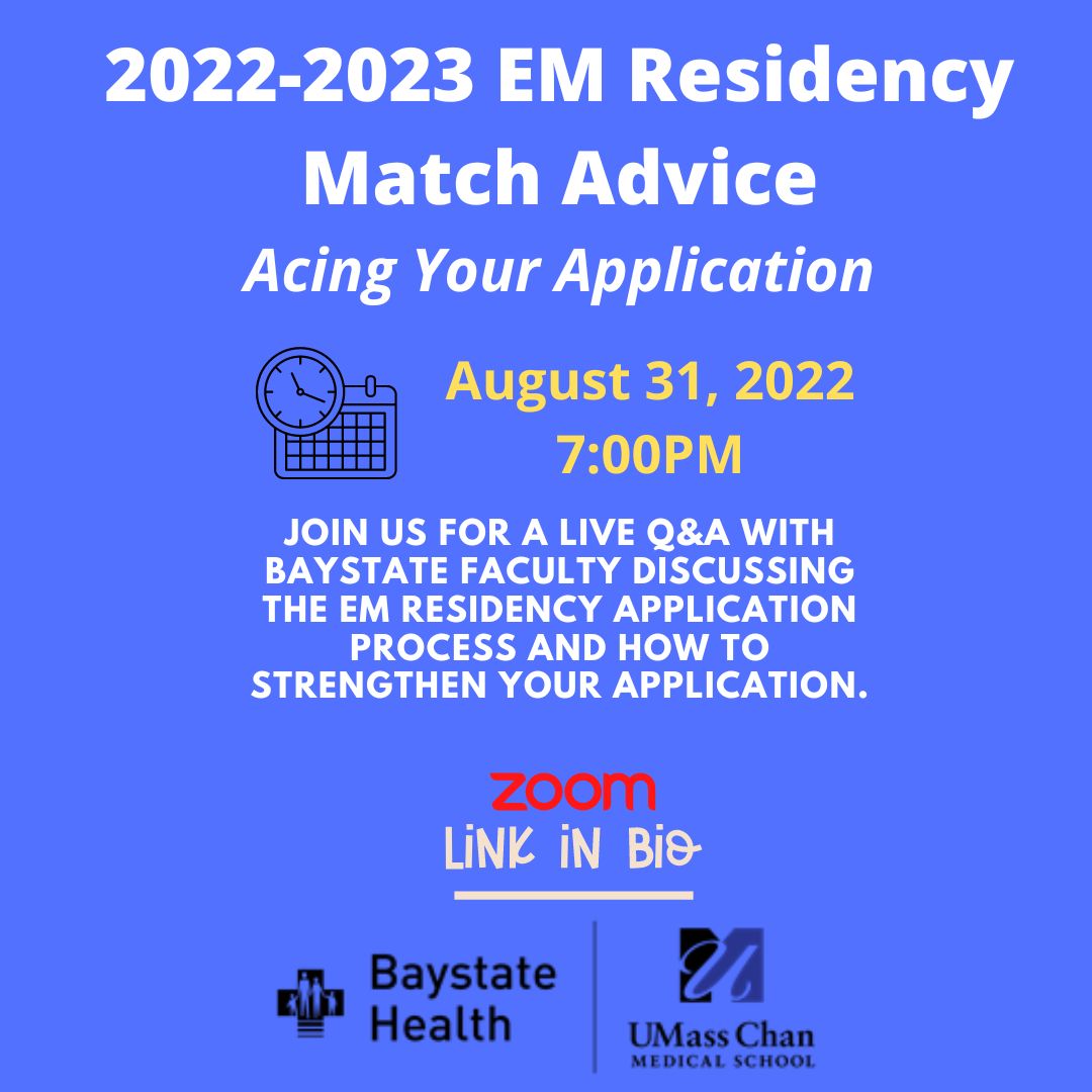 Applying for #EmergencyMedicine? Join us on August 31st to discuss how to be the best possible candidate you can be and how to showcase your strengths. 

The link will be in our bio on the day of the discussion!