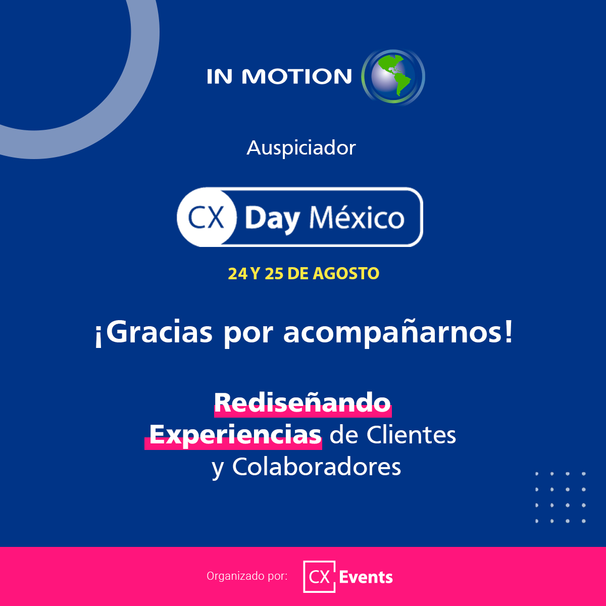 grupoinmotion_'s tweet photo. Un cierre de lujo en este 𝗖𝗫 𝗗𝗮𝘆 𝗠𝗲́𝘅𝗶𝗰𝗼 𝟮𝟬𝟮𝟮. ¡Gracias por acompañarnos!

Si deseas conocer más sobre nuestras soluciones de CX, te invitamos a visitar: https://t.co/fRNi2nNX2v

#cxdayméxico #cxday #Mexico #InMotion #Auspiciador #Sponsor #BeAware360 https://t.co/pc9NXlaYIy