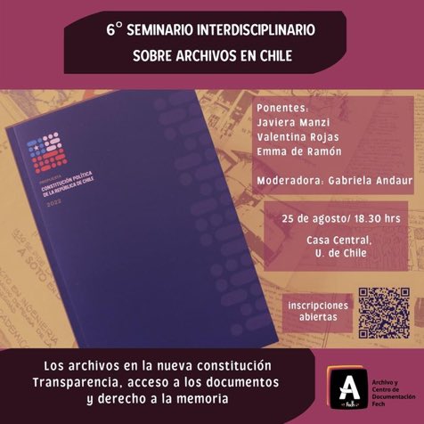JavieraManzi's tweet photo. Hoy estaré en esta conversación dentro del Seminarlo Interdisplinario sobre Archivos en Chile entre altísimas mujeres archiveras que quiero y admiro muchísimo 💖 junto a @valerojasrojo y @EmmadeRamon 🗄🗂💿
#AprueboX derecho a la memoria y los archivos ✨ https://t.co/qcDgfx6kBD