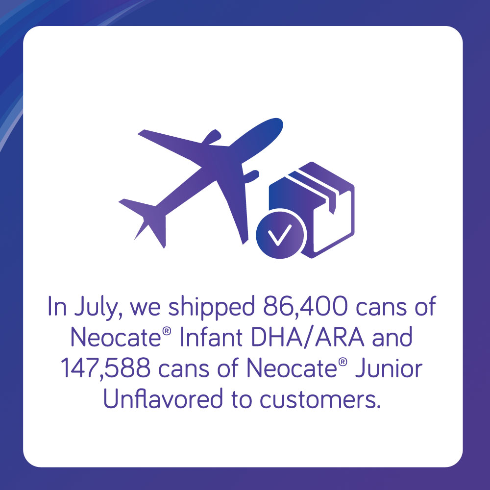 neocate's tweet image. Please read our August Bulletin Update for the latest news on #Neocate availability, what we’re doing to increase production, and answers to frequently-asked-questions. bit.ly/3PSDmXj Swipe for some of the highlights.