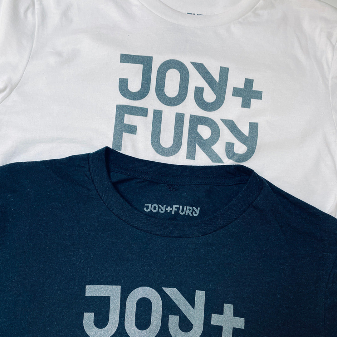 joyandfury's tweet image. First batch of t-shirt design samples have arrived! Black and white. Happy with the
quality of the t-shirts. Still lots of work ahead but nice to have something real to look at.