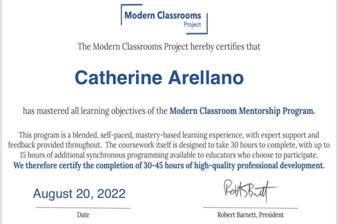 MrsArellano_CMS's tweet photo. I DID IT! Such a great program! Canโt wait to use what I learned in professional development! #wpsproud @ColemanUSD259 #modernclassroomproject https://t.co/CvC5ccaGL1