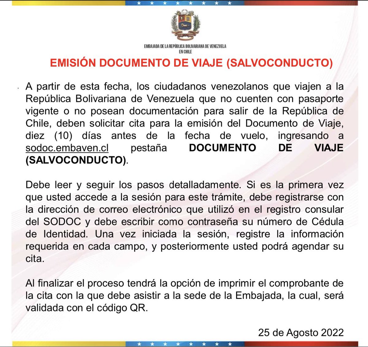 Embajada de Venezuela en Chile tweet media