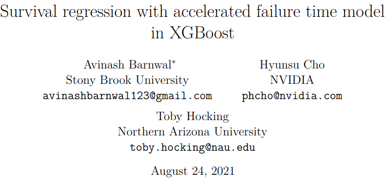 JFPuget's tweet image. I am using survival models with XGBoost. Theory is described in this paper. A whole new world for me! arxiv.org/pdf/2006.04920…