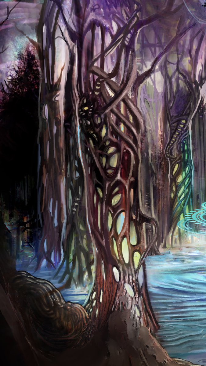 HartiganKeaton's tweet photo. How it started vs how it’s going 🌲

#trippytrees #details #digitalart #psyart #visionaryart https://t.co/uiY20ONU04