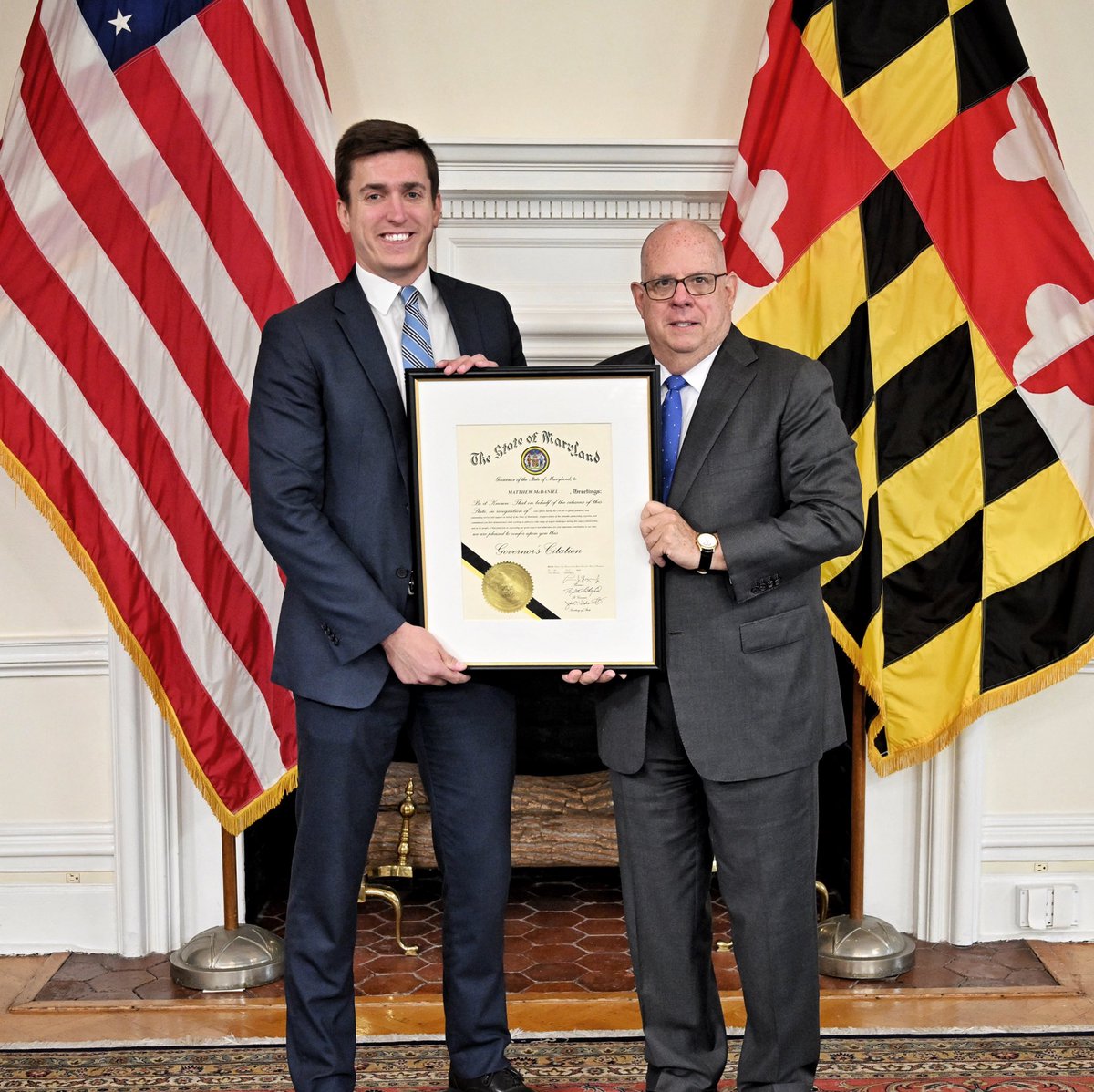 Matt McDaniel (@govmatt) on Twitter photo Very proud to receive a commendation today from <a href="/GovLarryHogan/">Governor Larry Hogan</a> for my work as a member of his Senior Policy Group managing Maryland’s COVID-19 response since day one of the pandemic.
Time to finish out the term strong and #RunThroughTheTape Very proud to receive a commendation today from <a href="/GovLarryHogan/">Governor Larry Hogan</a> for my work as a member of his Senior Policy Group managing Maryland’s COVID-19 response since day one of the pandemic.
Time to finish out the term strong and #RunThroughTheTape