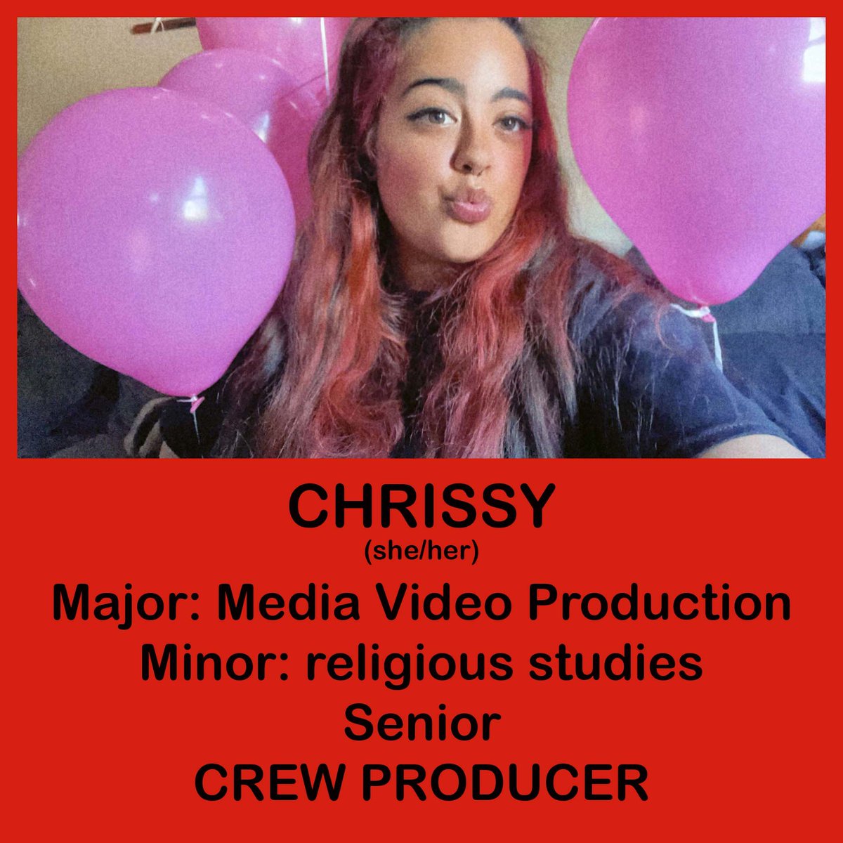 ReelDealBSU's tweet photo. meet Chrissy !! she is set to graduate after this semester, we are so proud of her. https://t.co/YGeh1gPuBC