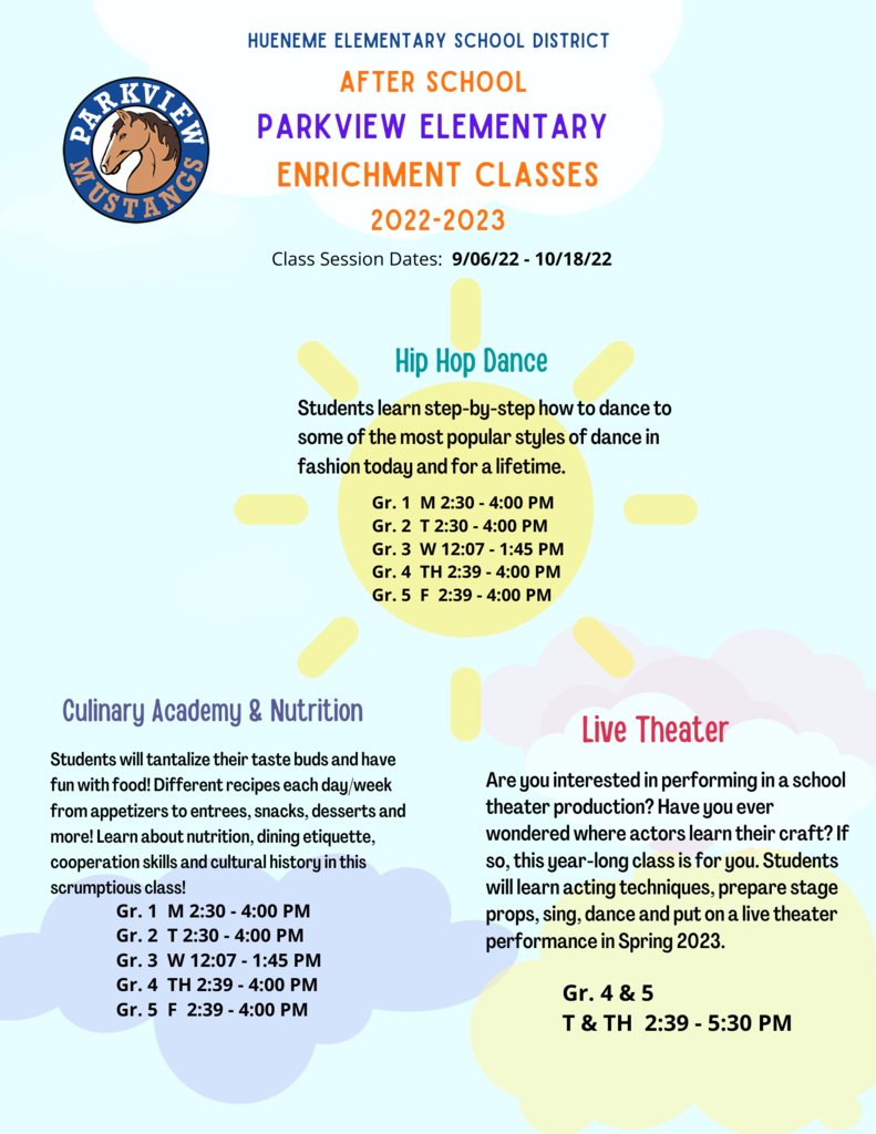 ParkviewMustang's tweet photo. Parkview is offering after-school enrichment classes for 1st - 5th graders. If you are interested , please click the link. Filling out the form is not a guarantee of placement. If your child is placed in the program, you will get a confirmation email.  https://t.co/MLgmgZDEq5 https://t.co/chOasVeXsK