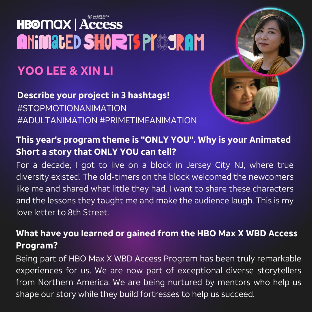 WBDAccess's tweet photo. Learn about Yoo & Xin’s animated short film, Welcome to 8th Street, and discover how it all started.
@HBOMax @WBDAccess
#StopMotionAnimation #AdultAnimation #PrimetimeAnimation #HBOMaxAnimatedShortsProgram #WarnerBrosDiscovery #WBD #WBDAccess #InclusionMatters https://t.co/jNvrl1BJfo