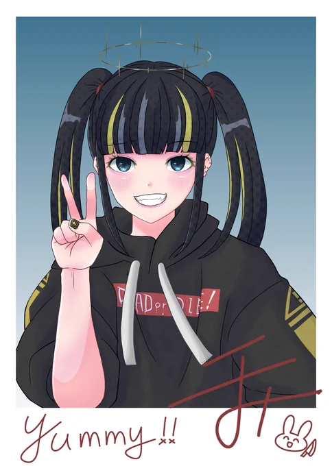 うちの子兼、看板娘兼、代理わたちちゃんチェキ風 #創作 