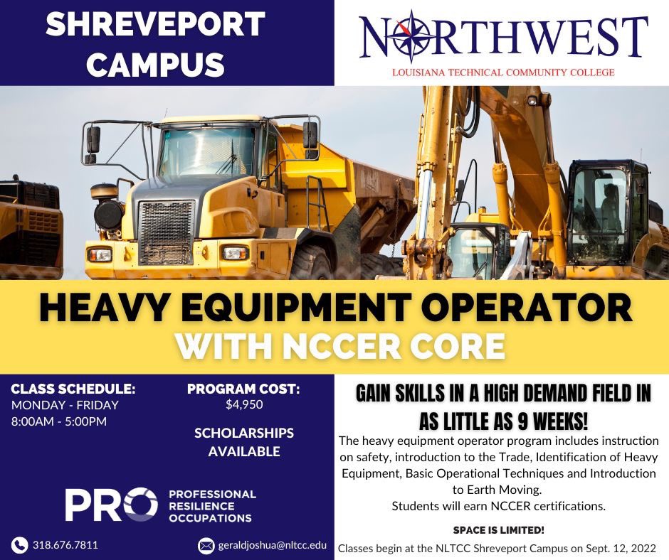Our next session will begin on September 12th at our Shreveport Campus. 
For more information about the program, fill out this form - bit.ly/3R6eAUD and a Workforce representative will contact you. 

Let us help you create the future you’ve dreamed of!

#NLTCCProud