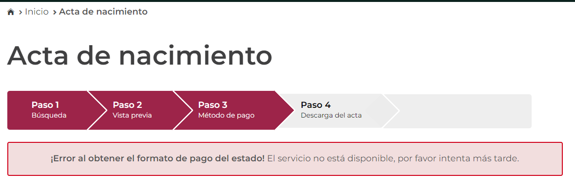 J_A_Tiger's tweet photo. @GobiernoMX me pueden indicar en donde puedo reportar este error que me sale en la generación del acta de nacimiento al intentar realizar el pago en línea o generar el formato para pago en el banco? https://t.co/BejLCX83N5