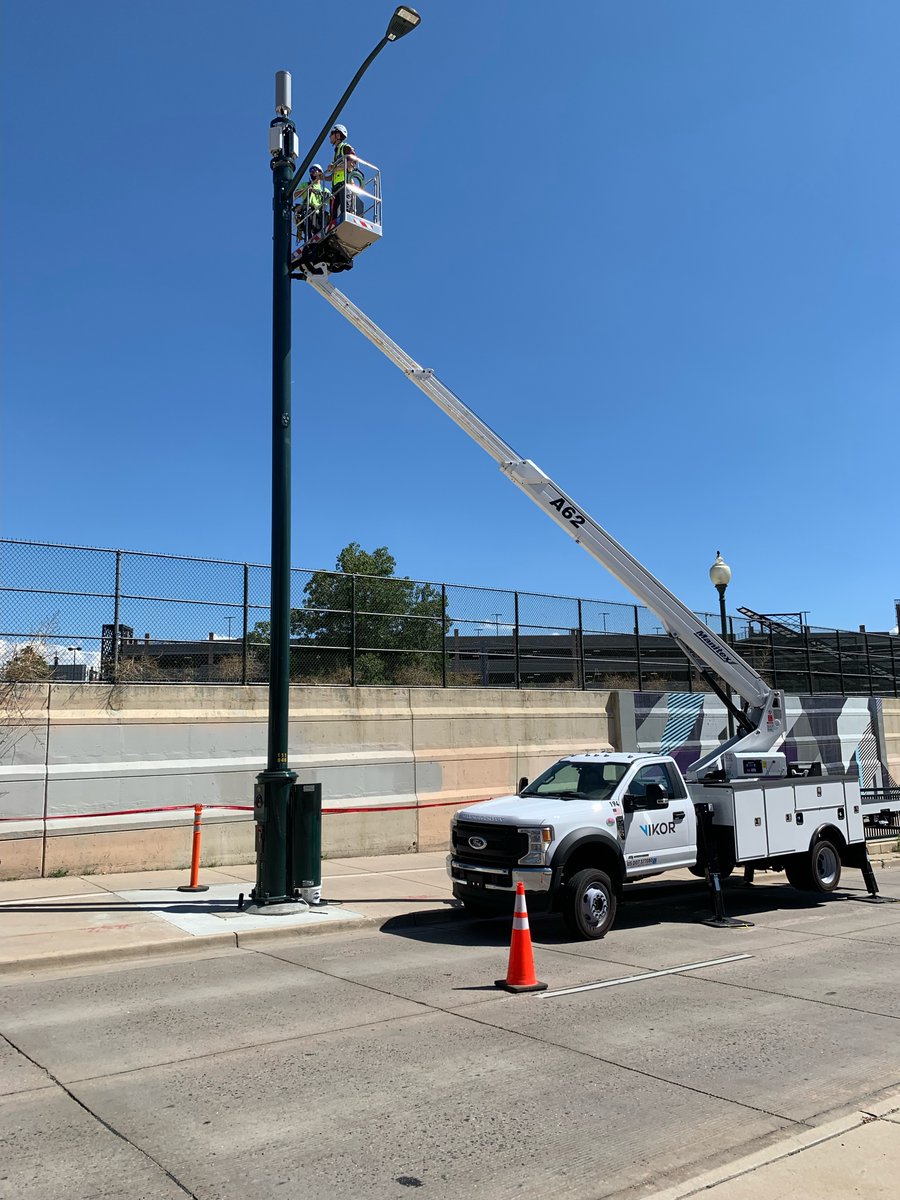 VIKORInc's tweet photo. We had the opportunity to take a member of @RepDianaDeGette's team to a 5G small cell site in Denver yesterday. Thanks to @NATEsafety for helping make the connection #BeVIKOR #DedicationToElevation #ElevateWireless #5G #SmallCells https://t.co/A7WRt3QvGr