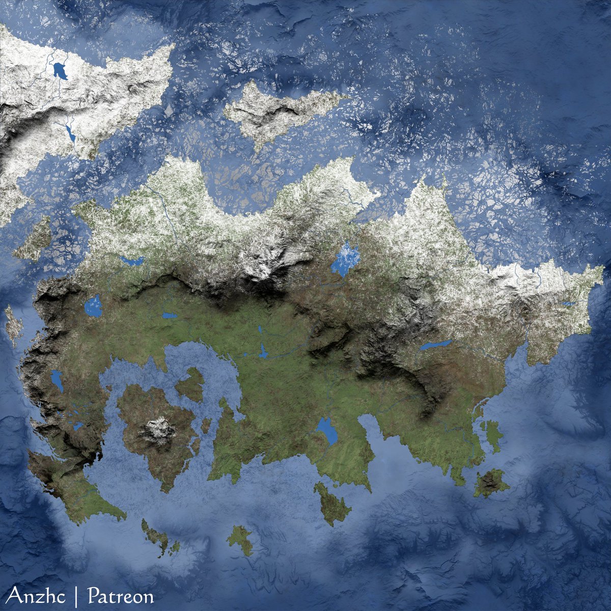Anzhc1's tweet photo. Started reworking my own world. This is one of continents.
Download of 4k png without watermark is available at my patreon for 2$ tiers+ :)
Will do political map... somewhere in future. https://t.co/EjC7Rxs16O