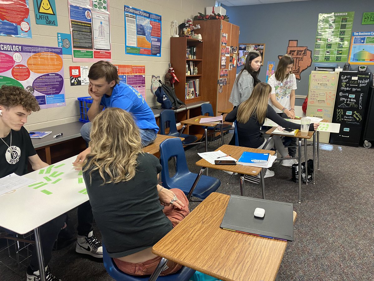 Econ kids working together reviewing the characteristics of market structures #economics <a href="/TISDTHS/">Tomball High School</a>