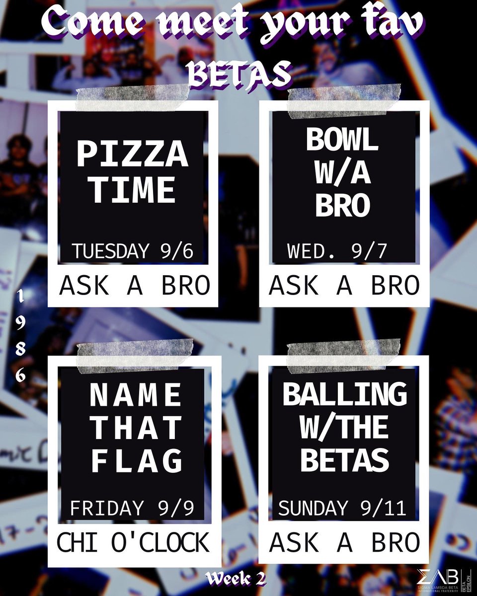 okstatebetas's tweet photo. 📸Picture yourself as a Beta!⚡️
These next two weeks are going to be filled with great events so come checkout what SLB is all about! The brothers of SLB are leaders on campus, so what are you waiting for?
.
#pledgebeta #recruitment #slb #1986 https://t.co/fyYP6G8sNa