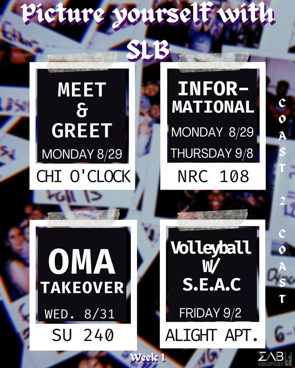 📸Picture yourself as a Beta!⚡️
These next two weeks are going to be filled with great events so come checkout what SLB is all about! The brothers of SLB are leaders on campus, so what are you waiting for?
.
#pledgebeta #recruitment #slb #1986