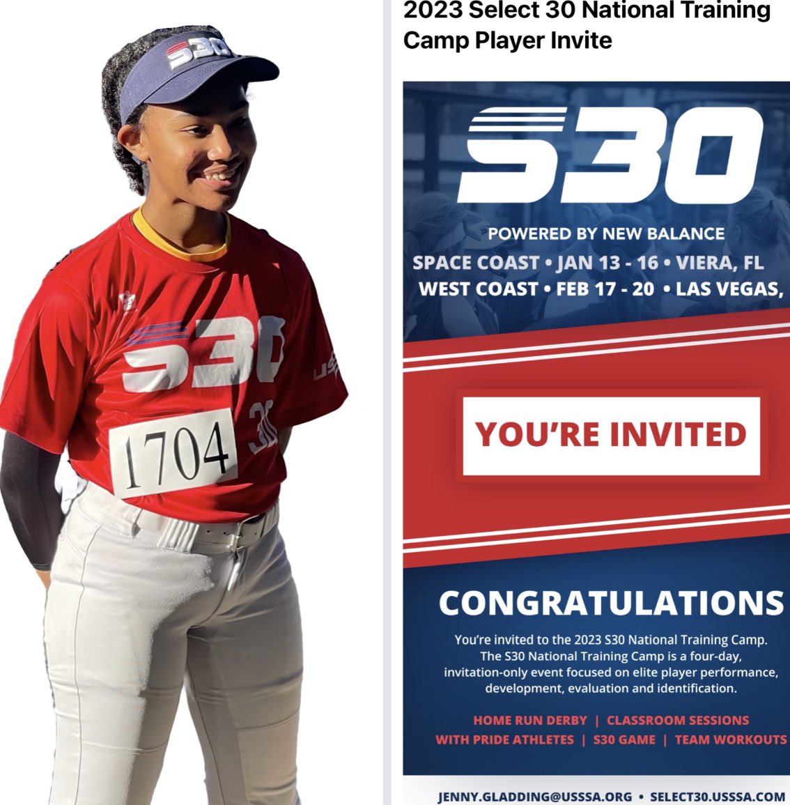 GigiPayne2026's tweet photo. Super excited and honored to be invited again to the @USSSA Select 30 elite player performance national camp‼️

See you all in January‼️

@Los_Stuff @ExtraInningSB @LegacyLegendsS1 @SuzyWillemssen @AbbeyCheek @CoachKJJohnson @SoftballPros @d1fastpitch1 @IHartFastpitch @USSSAPride https://t.co/NKpB93BkzV