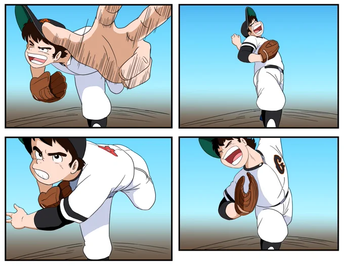 作画監督が大塚康夫氏でしたので動きや画の完成度が高く、原作漫画とアニメで、かなり絵柄が異なっていました。第1話のみ原画を宮崎駿氏が描いていて、他の話数とは絵の印象が違います。作監の大塚氏も結局、途中で降板となるため、以降の話数は画の完成度が落ちます。
#侍ジャイアンツ #大塚康夫 