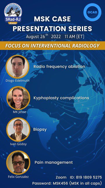 Interested in MSK intervention? We certainly are! Check out this awesome series tomorrow and learn from our very own <a href="/mkjesse03/">MkJesse</a> Zoom login info on the flyer! <a href="/ocad_msk/">OCAD MSK</a> #mskintervention #spine #kyphoplasty