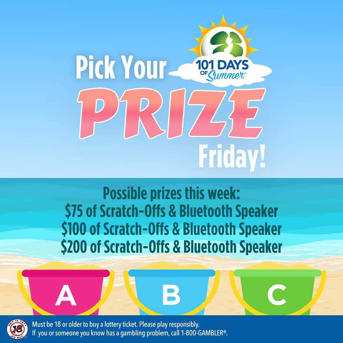 NJLottery's tweet photo. Set a reminder & join us TOMORROW 8/26 for Pick Your Prize Friday on Facebook Live at approximately 10am. Which bucket are you voting for? π Official rules at https://t.co/l3dP9pG7G0. #101DaysOfSummer #CatchThePrizeWave https://t.co/pInKw48qmj