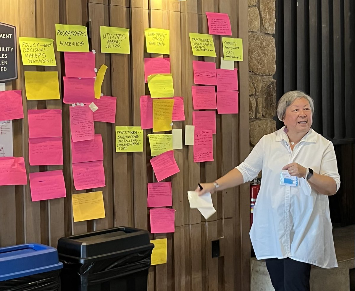 ACEEEdc's tweet photo. Alice Sung, EJ Movement Fellow, leads brainstorm session on achieving equity, equitable building decarbonization, and climate justice - at the pace and scale required to avoid climate catastrophe. #SummerStudy22 https://t.co/Tey85n3zlM