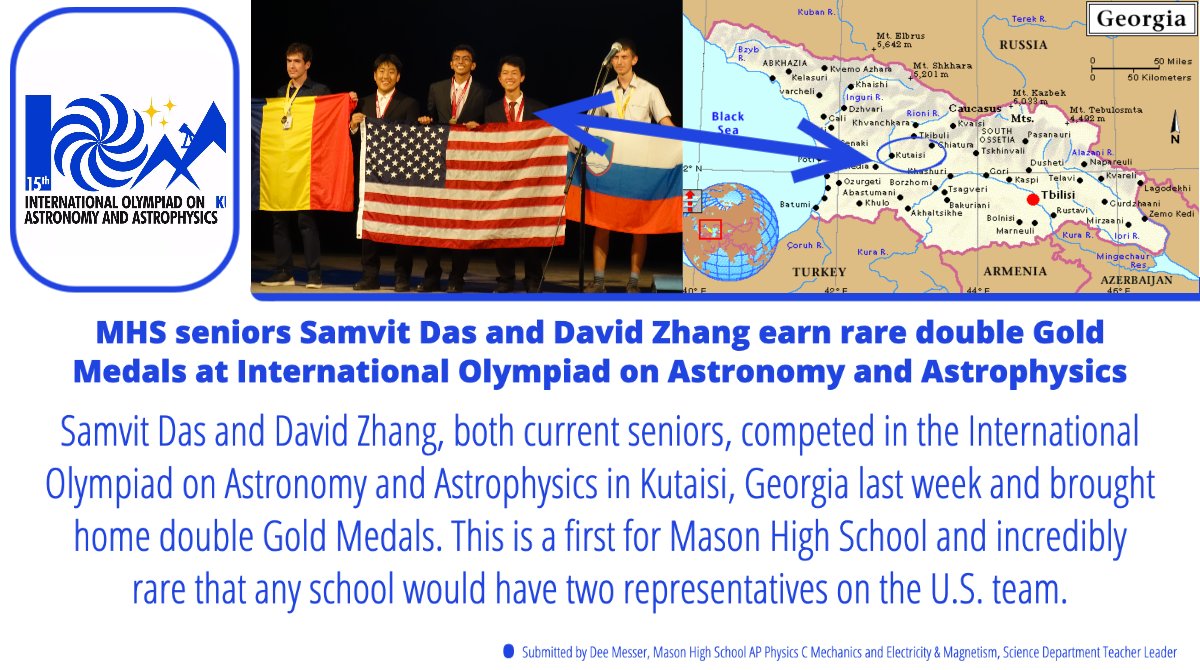 MasonHSComets's tweet photo. MHS students earn Gold Medals in International Olympiad on Astronomy and Astrophysics competition.
@bobby__dodd @MasonSchools @d2messer https://t.co/PRUJZintKm