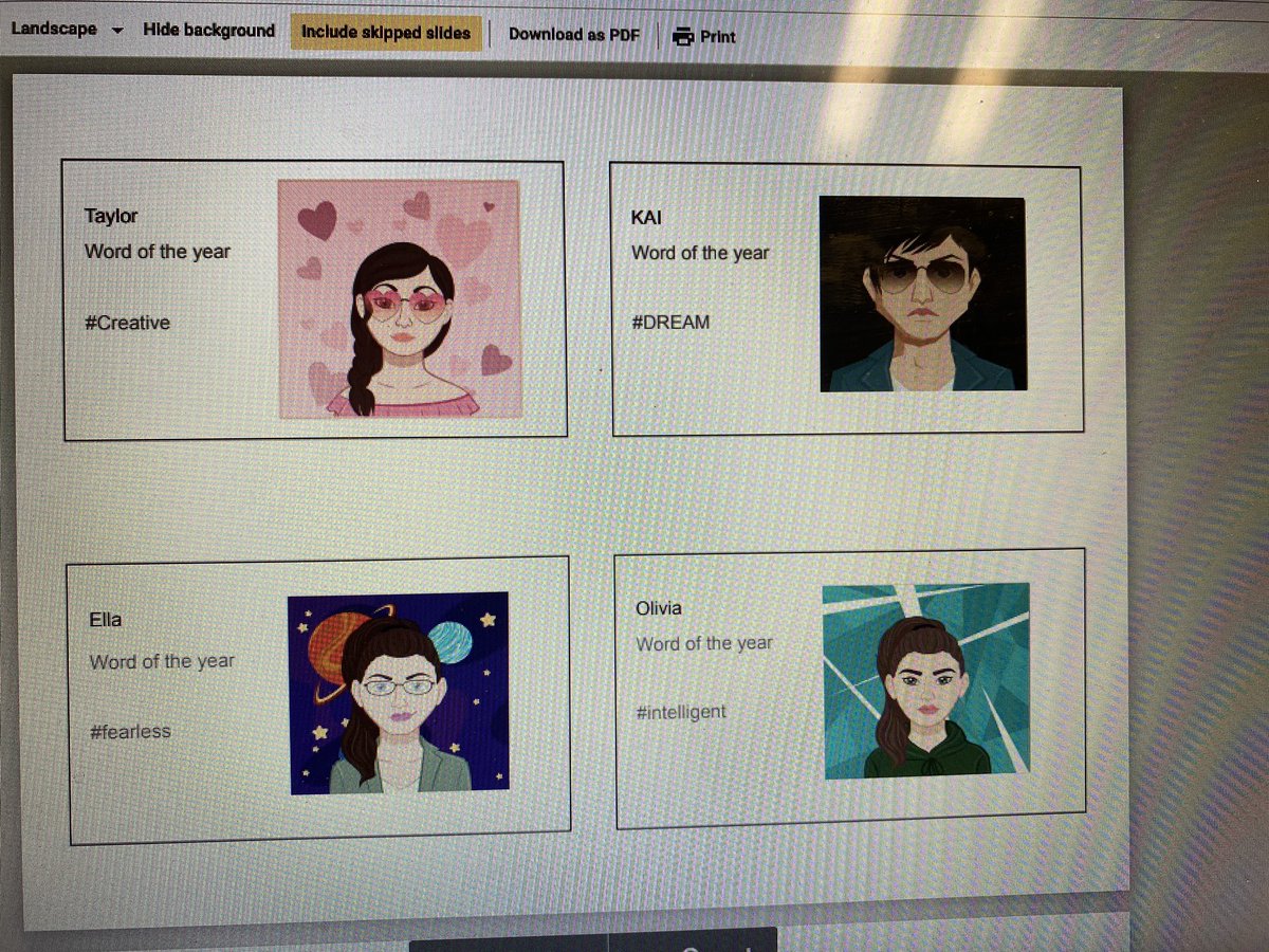 EmmettMichele's tweet photo. 5th grade creating their own avatars and picking their word for the year. Super start! #lisdgt #donaldstem https://t.co/tfTwqLMJNe