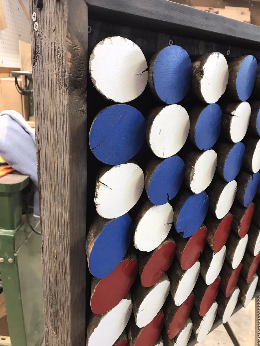 CVGCSUPER's tweet photo. For many years I’ve tried to come up with a use for Tee markers when they are retired. I thought to myself you have red white and blue why not make a flag? I am normally my own worst critic and I do see some flaws, but I am very happy with how this turned out! #turflife #Folkart https://t.co/jZ7TQoJ4ro