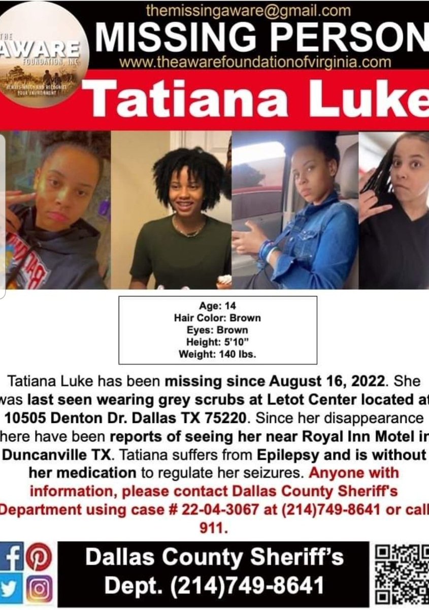 KDWinnie on Twitter "PLS RT Missing TatianaLuke 14 yrs old ..since