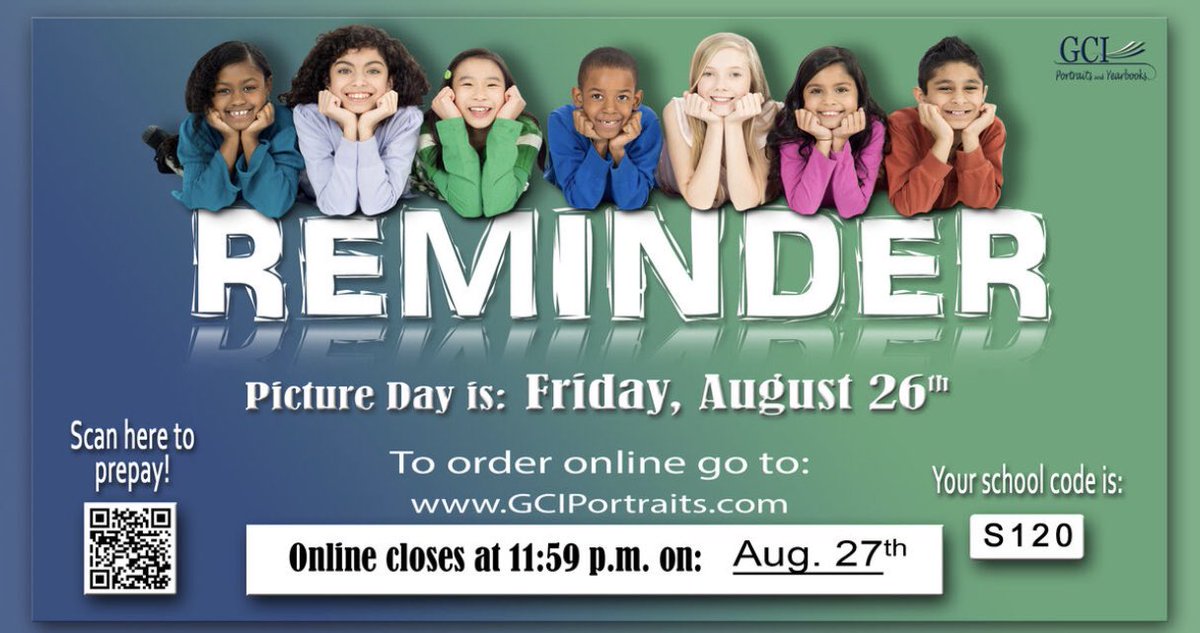 Don’t forget to order your pictures before the deadline! The school code is S120.

gciportraits.com/pre-pay-for-pi…