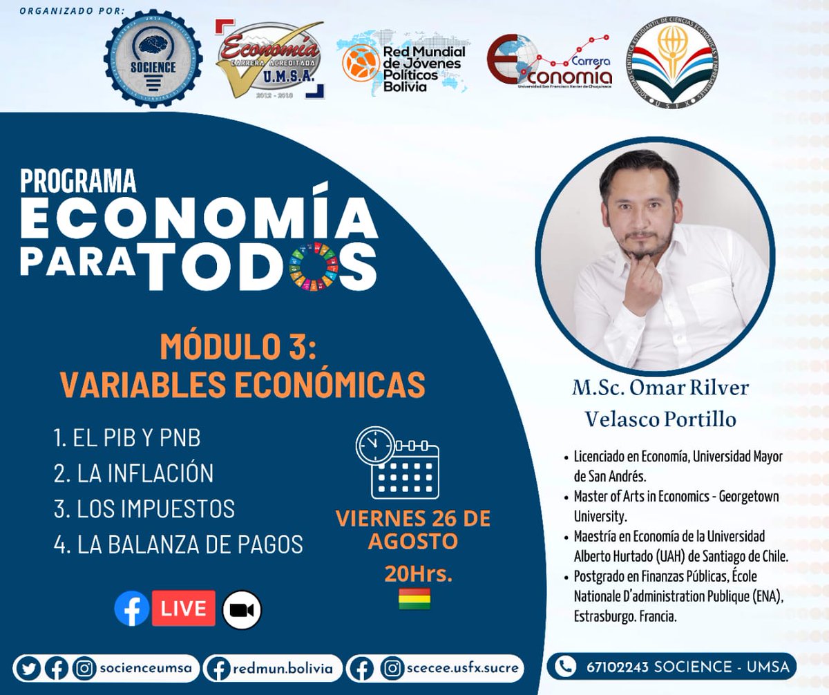 socienceumsa's tweet photo. #SOCIENCE | ðð«ðšð ð«ððŠð "ðððšð§ðšðŠð¢Ìð ððð«ð ððšððšð¬"
Te Invitamos al
ð ðŒÌð±ðð¹ðŒ ð¯: ð©ðð¥ððððððŠ ððð¢ð¡ð¢Ìð ððððŠ
Expositor: MSc. Omar Rilver Velasco Portillo
#socience_umsa
#EconomÃa
#UMSA_la_Mejor
#SCECEE
#SOCIENCE
#RedMun https://t.co/nM1jzNAvzI