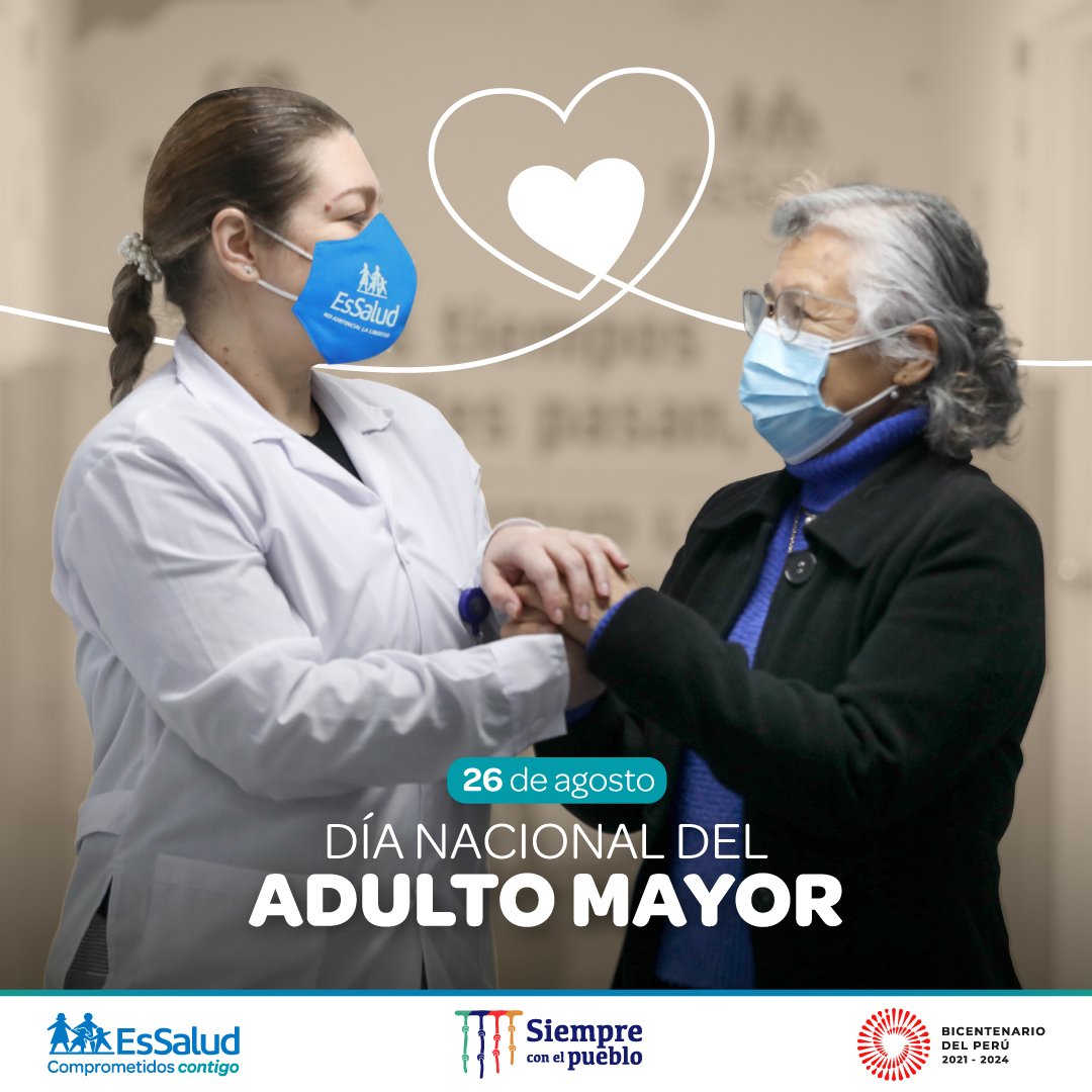 EsSaludPeru's tweet photo. #EsSaludEfemérides | 👵Hoy 26 de agosto, en el #DíaNacionaldelAdultoMayor, queremos reconocer el saber, experiencia y consejo que cada adulto mayor, hombre y mujeres, que han forjado el camino de las siguientes generaciones. #ComprometidosContigo https://t.co/Q7lSA80lKm