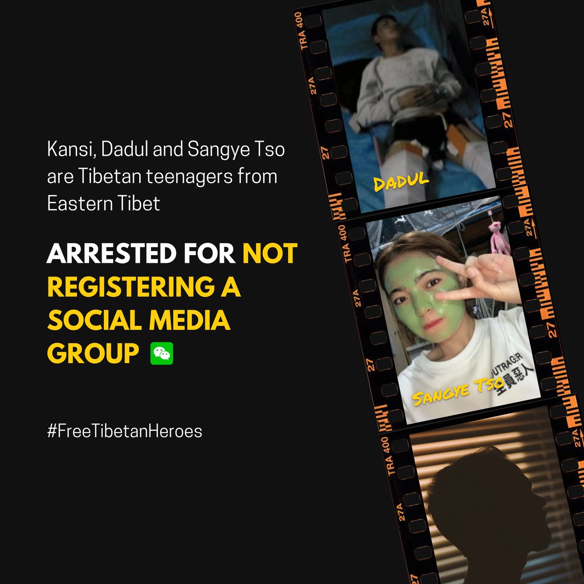 TheTibetNetwork's tweet photo. #Tibetan teenagers were arrested for setting up #SocialMedia group.
Two are in extremely poor health related to mistreatment. #China where are they?
#DayOfDisapperared https://t.co/pUQyMryOzX