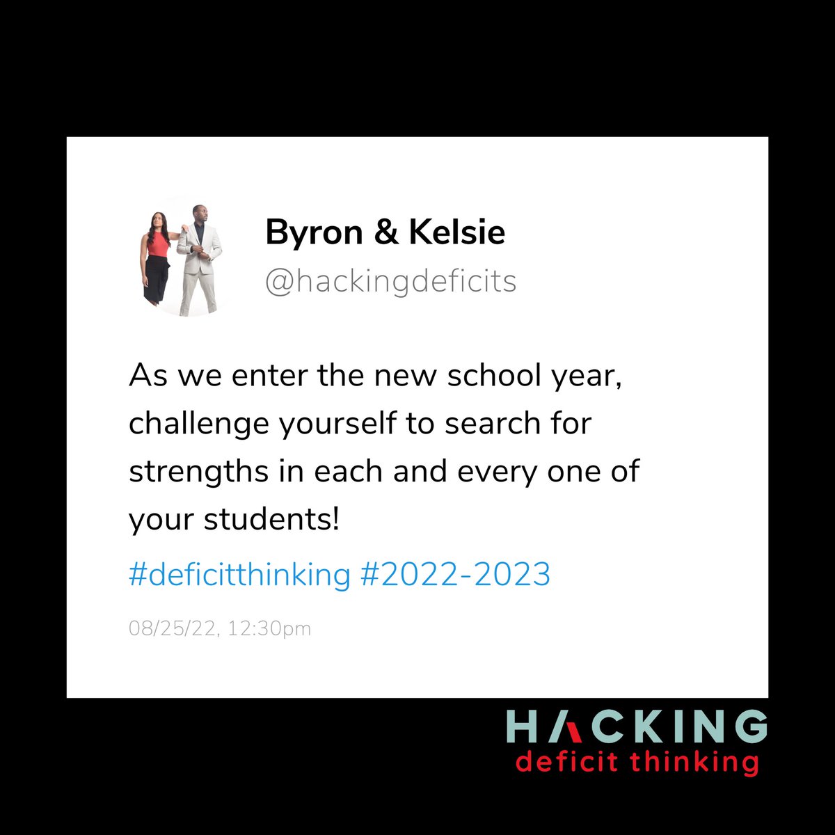 bestrengthbased's tweet photo. We challenge you to make a pledge to look for whatβs strong this school year!
.
.
#hackingdeficits #hackingdeficitthinking #deficitthinking #antideficit #hacklearning #strengthbased #equity #mentalhealth #flourish #neurodiversity #fromwrongtostrong #socialjustice #education https://t.co/K3QG6vAin7