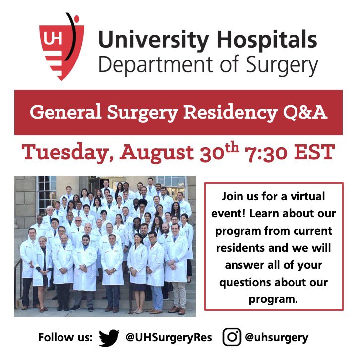 Future #gensurgmatch2023 candidates this one’s for you!! Come check us out and bring all your questions! Zoom Link: tinyurl.com/46r686th
Meeting ID: 973 9488 3327
Password: 905592