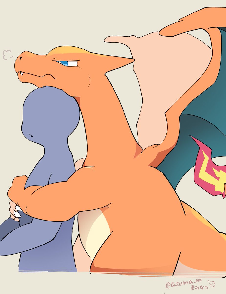charizard pokemon (creature) flame-tipped tail no humans closed mouth blue eyes fire twitter username  illustration images