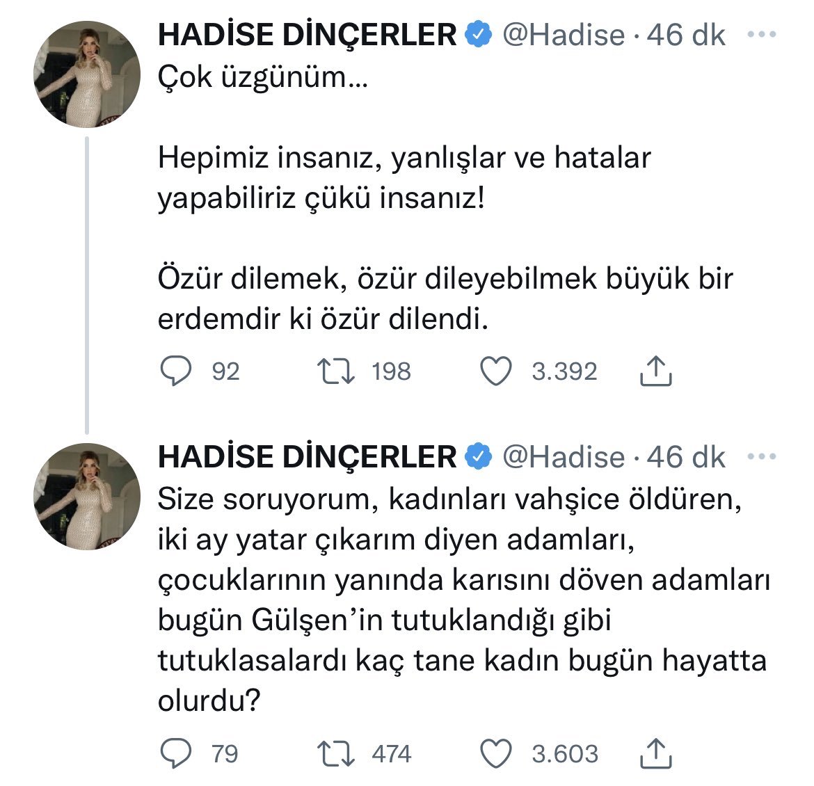 Hadise’den Gülşen’ e destek #Hadise #Guelsen #gülşen