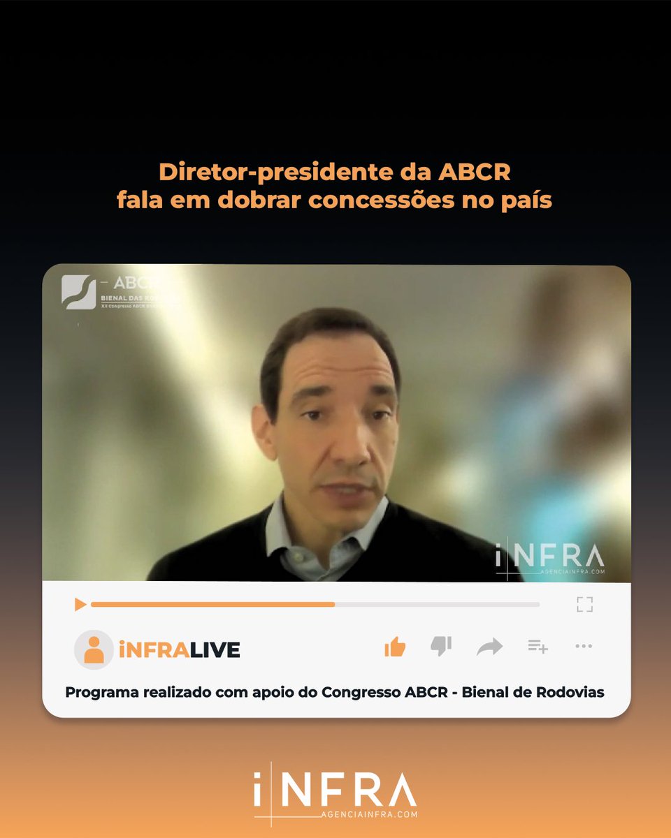 agencia_infra's tweet photo. #iNFRALive | Diretor-presidente da ABCR fala em dobrar concessões no país. Assista em: https://t.co/V2sF2NdmSi📸: Reprodução/YouTube

#AgênciaiNFRA #iNFRATransporte #Transporte #iNFRAEnergia #Energia #Infraestrutura #Brasil https://t.co/trsGT31RfO