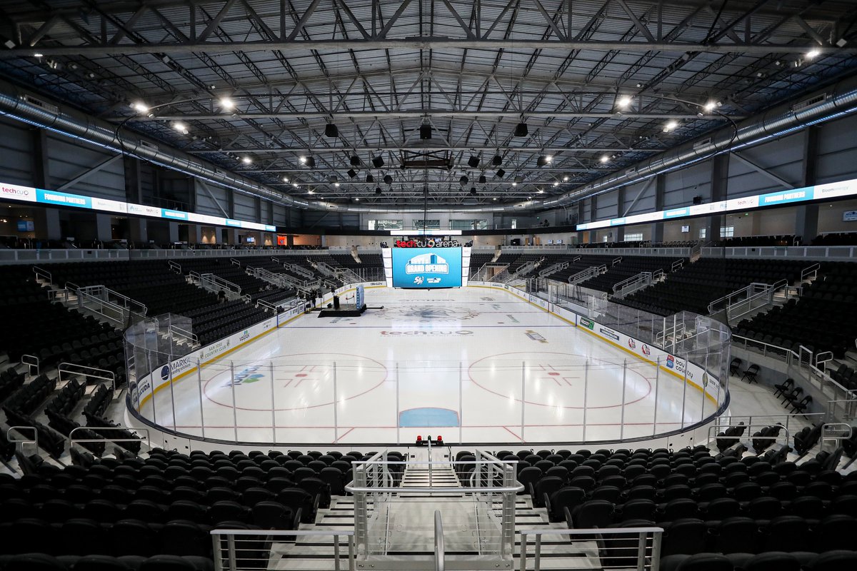SanJoseSharks's tweet photo. The @sjbarracuda have a new home 🏠

Yesterday was the grand opening of @TechCUArena! It was a very exciting day for San Jose hockey that included speeches, a ribbon cutting ceremony, a ceremonial puck drop, and the Barracuda even unveiled their Steel jersey. https://t.co/qOKB7k91jN
