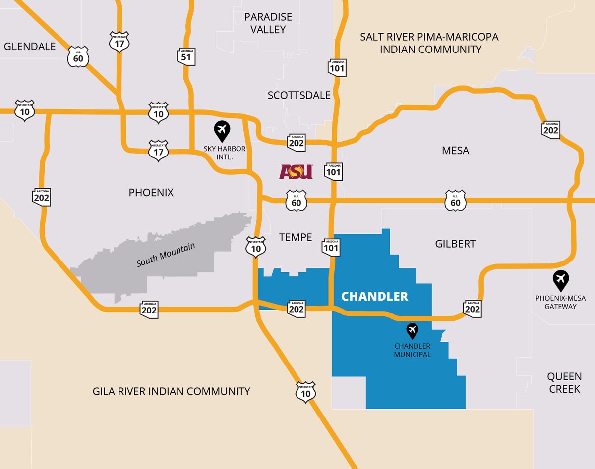 ChandlerEconDev's tweet photo. With the @CityofChandler's location, your business will be well-positioned for success.
You can now explore our community's logistics and accessibility advantages.
🔍Check it out: https://t.co/rDFbZkUYDG
#ChandlerAZ #SiteSelection #marketaccess #infrasturcture #connectivity https://t.co/WR93a3gQ9z