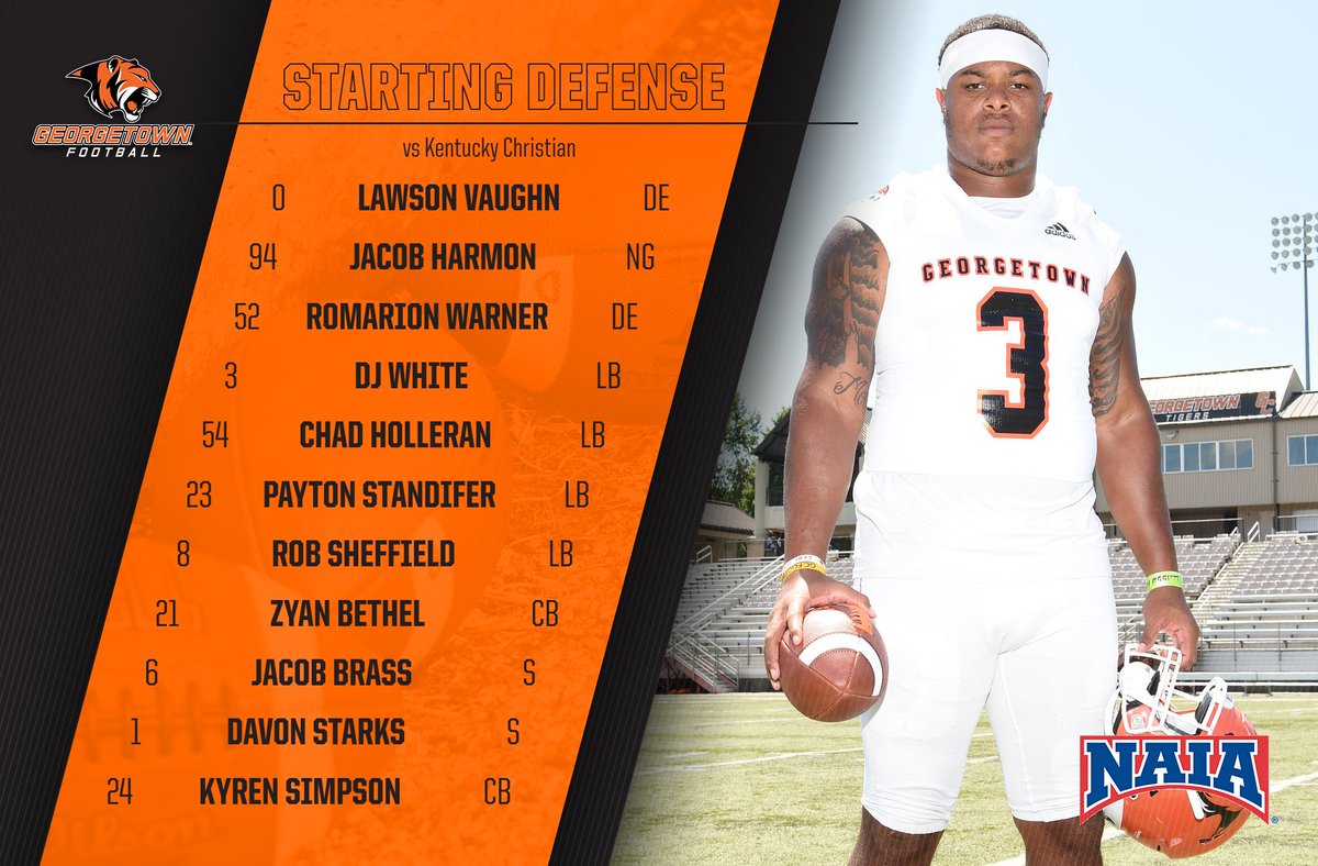 GCAthletics's tweet photo. Here are the @Gtown_Football starters tonight. #TigerPride https://t.co/3VH0qMLIj9
