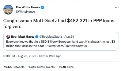 ellievhall's tweet photo. The @WhiteHouse Twitter account woke up this morning and chose violence. https://t.co/vHuMMlkwQr