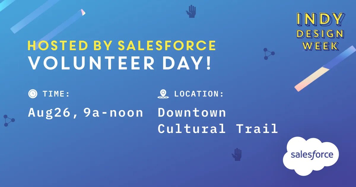 IndyDesignWeek's tweet image. 📢VOLUNTEER DAY TOMORROW📢 Last chance to register for our Volunteer Event tomorrow!! This is a brand new #IDW event, and we’d love for you to join us and @salesforce for our @indyculturetrail clean-up ! This event is FREE to the public, just sign up here: buff.ly/3wpdf3c